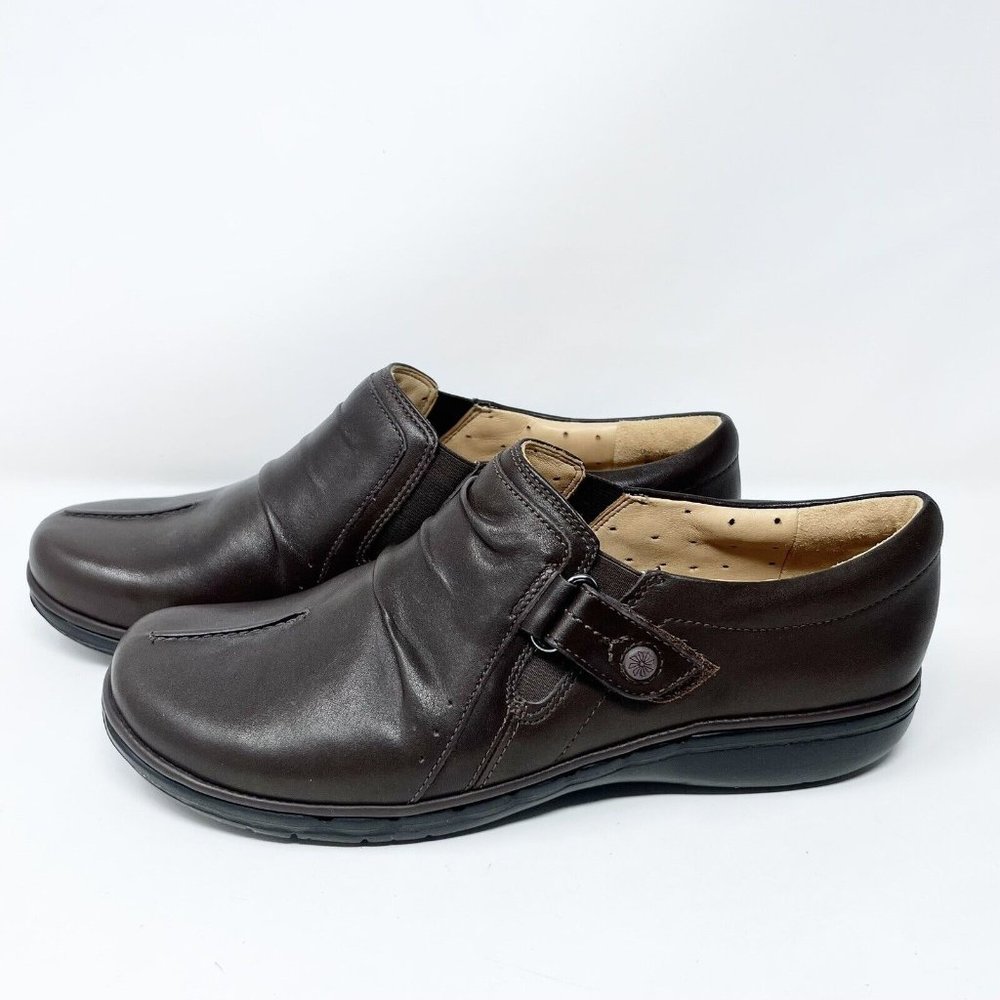 Women's Clarks Unstructured 16731 Slip On Leather Clogs Shoes Brown Sz 7.5 EUC